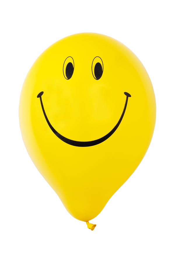 Luftballons "Smiley", gelb, Ø25cm, 12 Stk