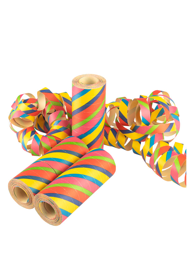 Luftschlangen Jumbo „Streifen“ aus Papier, schwer entflammbar, 15m, 1 Rolle