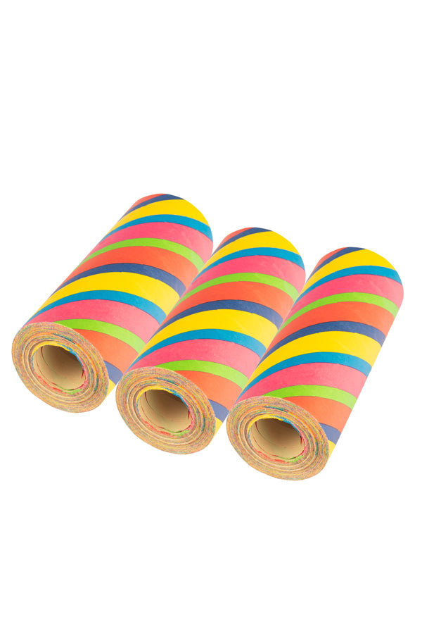 Luftschlangen Jumbo „Streifen“ aus Papier, schwer entflammbar, 15m, 1 Rolle