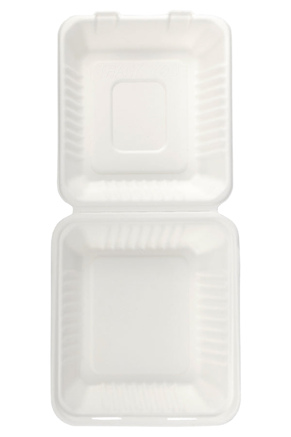 Menüboxen aus Bagasse, naturweiß, 22x20cm, 25Stk.