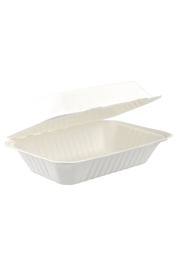 Menüboxen aus Bagasse, naturweiß, 23x15cm, 25Stk.