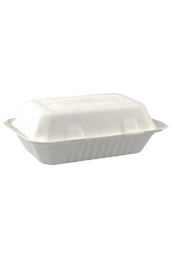 Menüboxen aus Bagasse, naturweiß, 23x15cm, 25Stk.
