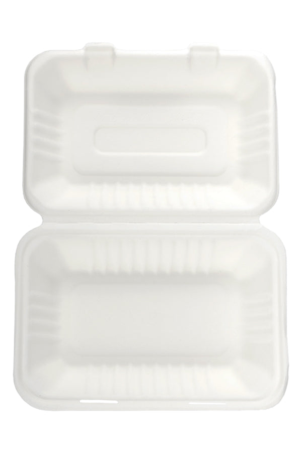 Menüboxen aus Bagasse, naturweiß, 23x15cm, 25Stk.