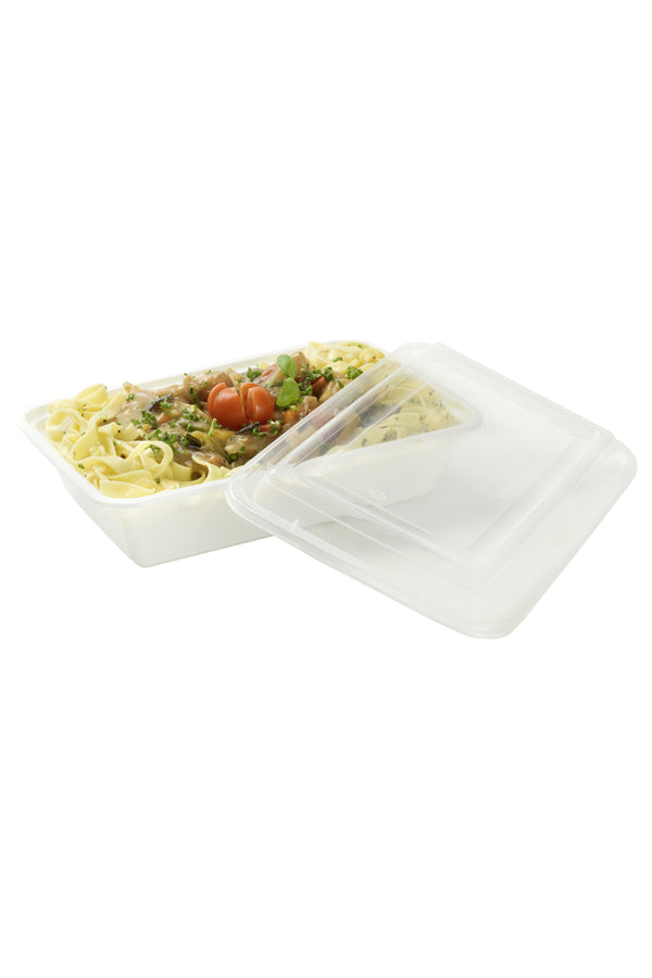 Menüschale mit Deckel, Mehrweg, PP, 900ml (Set 100 Stk.) - Plastikbec Menüschale mit Deckel, Mehrweg, PP, 900ml (Set 100 Stk.) - Plastikbec