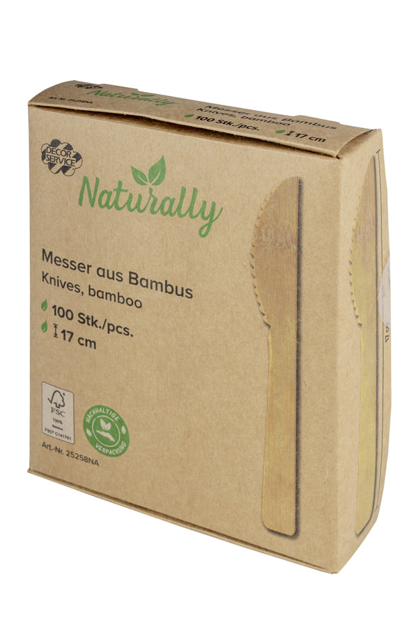 Messer aus Bambus, 17cm, 100 Stk.