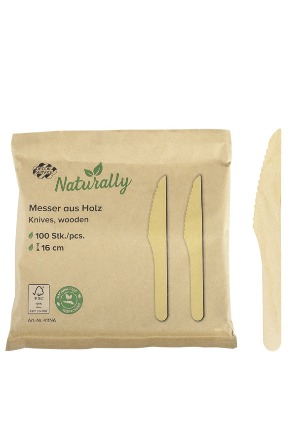 Messer aus Holz, 16cm, 100 Stk.