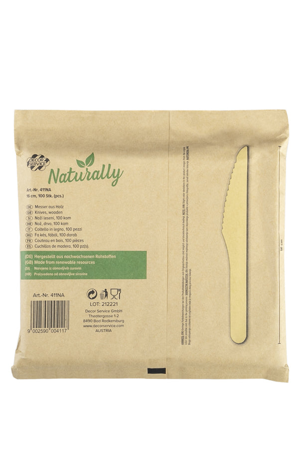 Messer aus Holz, 16cm, 100 Stk.