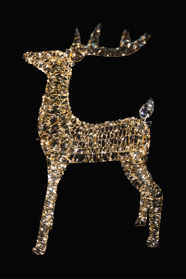 Rentier, aus Metall/PET gold, mit LED, warmweiß, 100cm, 1 Stk.