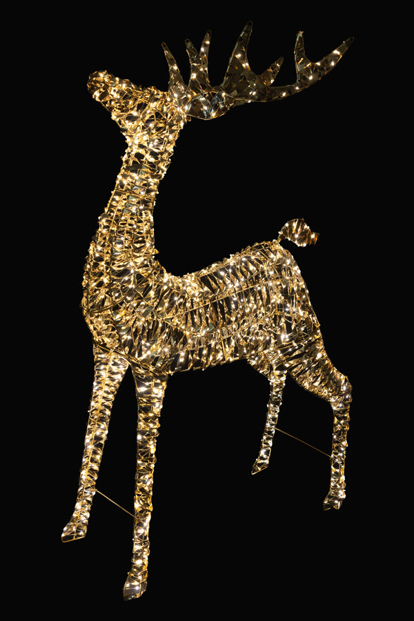Rentier, aus Metall/PET gold, mit LED, warmweiß, 120cm, 1 Stk.