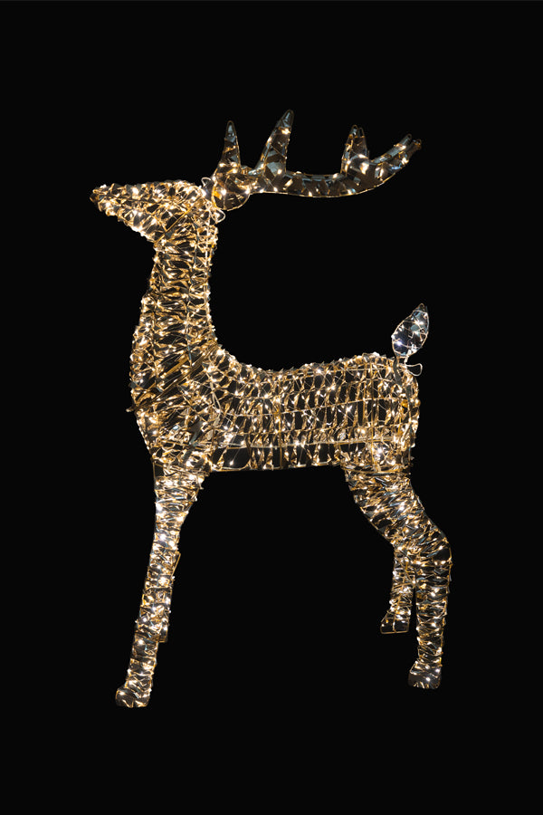 Rentier, aus Metall/PET gold, mit LED, warmweiß, 80cm, 1 Stk.