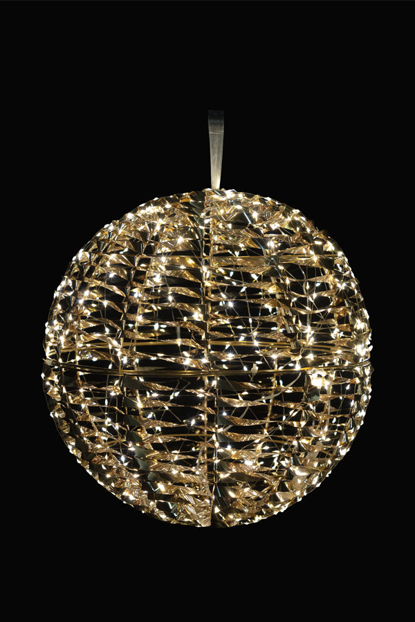 Kugel, aus Metall/PET gold, mit LED, warmweiß, Ø30cm, 1 Stk.