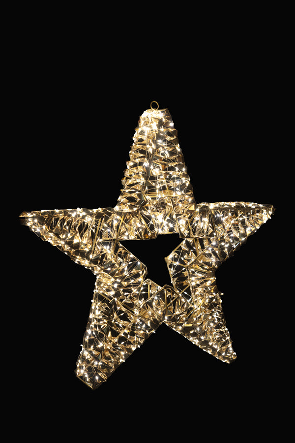 Stern, aus Metall/PET gold, mit LED, warmweiß, Ø38cm, 1 Stk_1