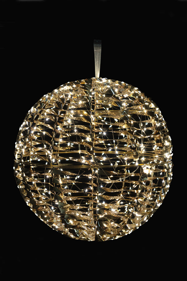 Kugel, aus Metall/PET gold, mit LED, warmweiß, Ø40cm, 1 Stk