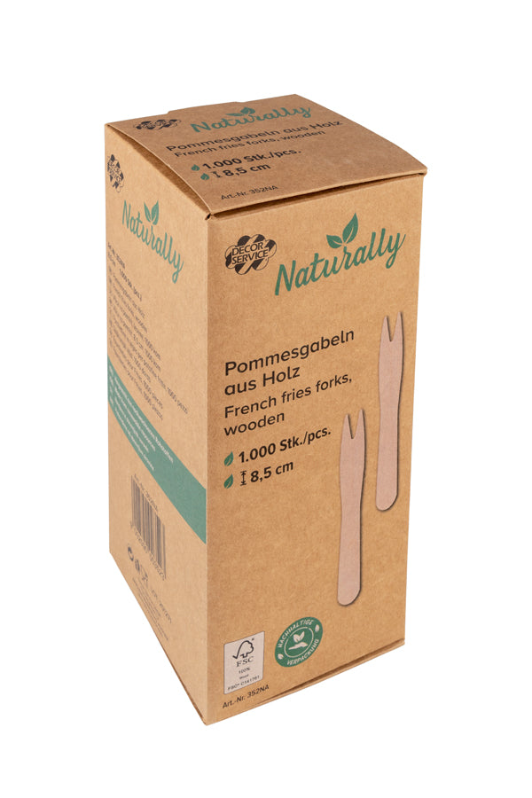 Pommesgabeln aus Holz, 8.5cm, 1000 Stk.