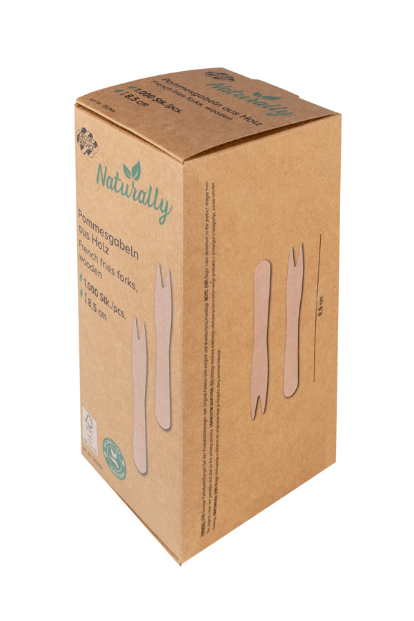 Pommesgabeln aus Holz, 8.5cm, 1000 Stk.