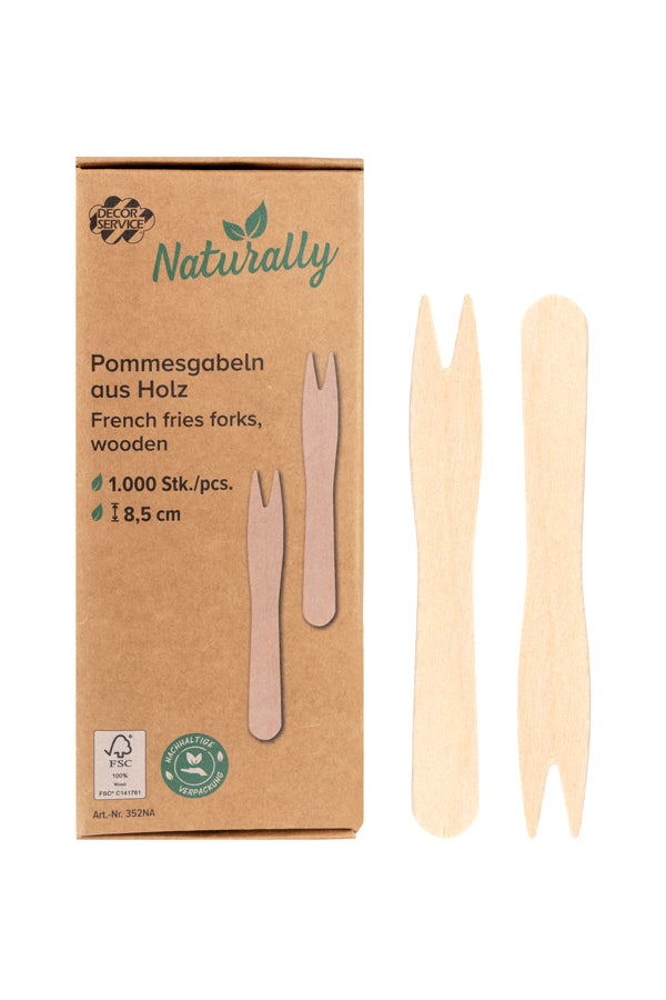 Pommesgabeln aus Holz, 8.5cm, 1000 Stk.