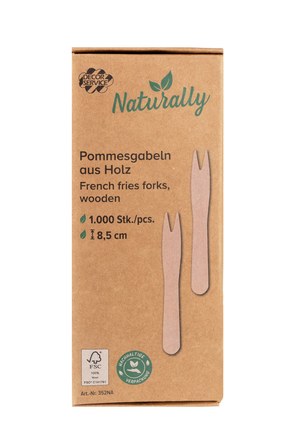 Pommesgabeln aus Holz, 8.5cm, 1000 Stk.