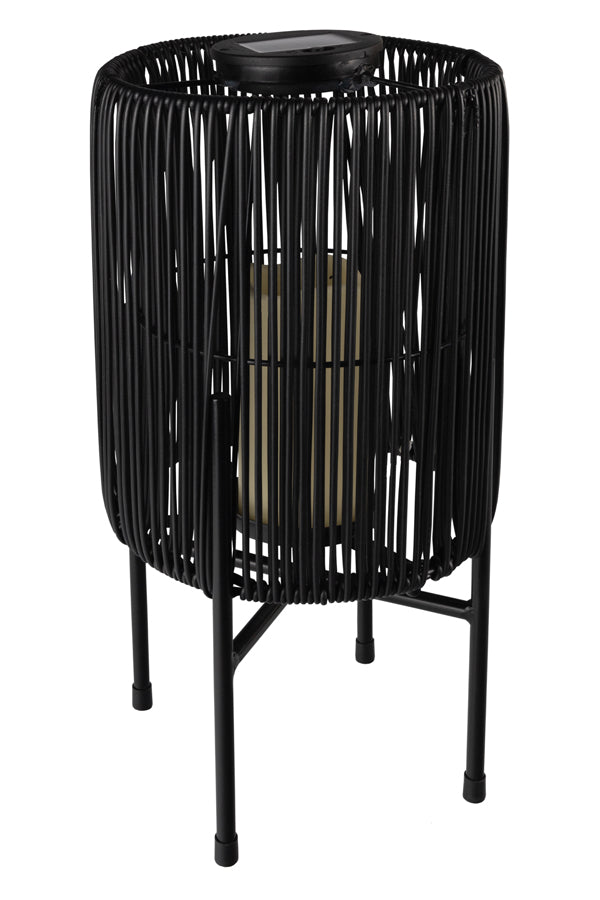 Solar Laterne, Metall/Rattan, LED, schwarz, 43cm, 1 Stk.