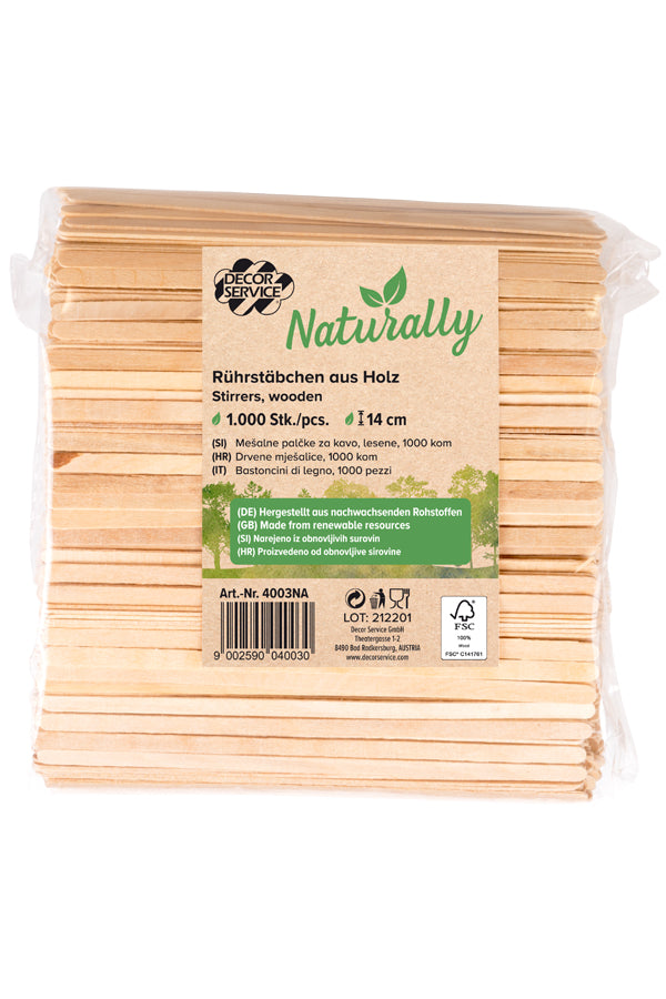 Rührstäbchen aus Holz, 14cm, 1000 Stk.