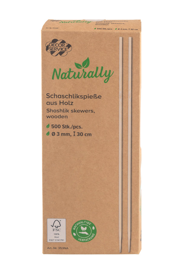 Schaschlikspieße aus Holz, Ø3mm, 30cm, 500 Stk.
