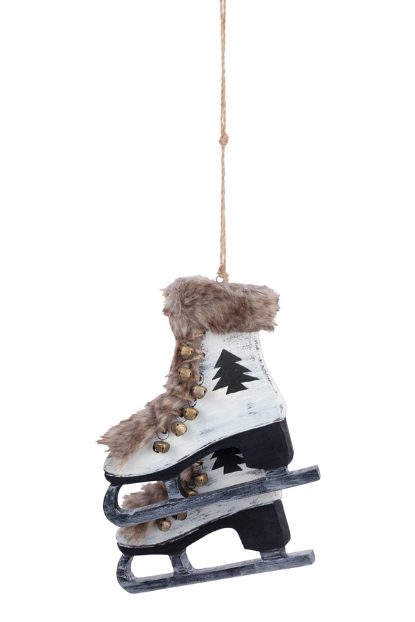 Schlittschuhe, zum Hängen, Holz, weiß, 22cm, 1 Paar
