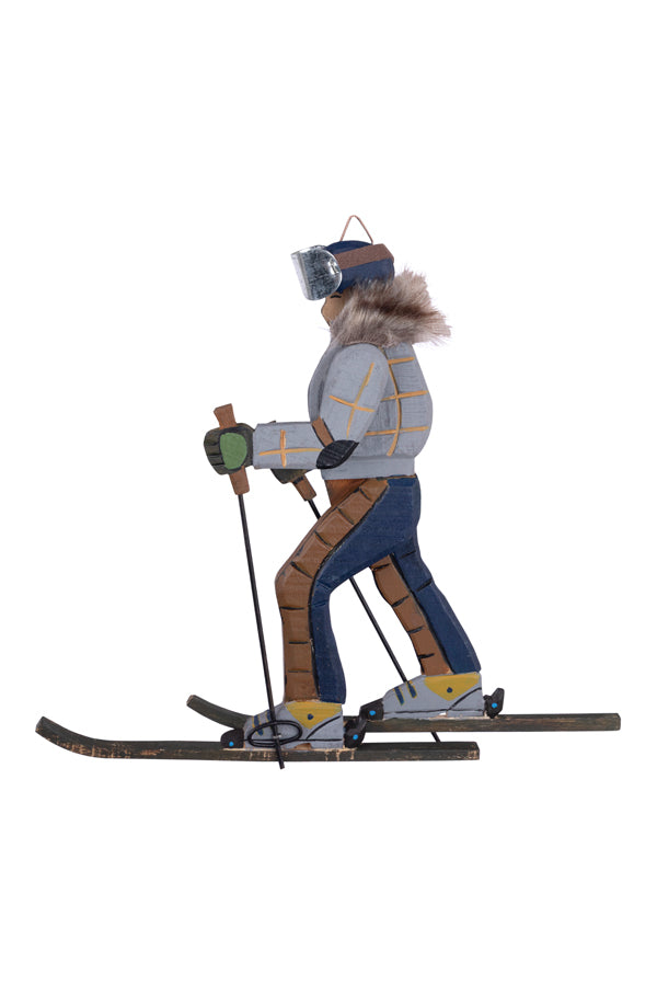 Skifahrer „Vintage“, zum Hängen, Holz, 31cm, 1 Stk