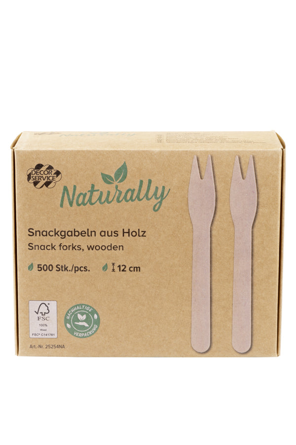 Snackgabeln, aus Holz, 12cm, 500 Stk.