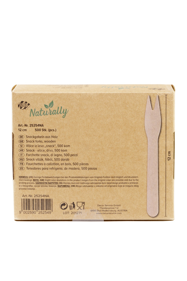 Snackgabeln, aus Holz, 12cm, 500 Stk.