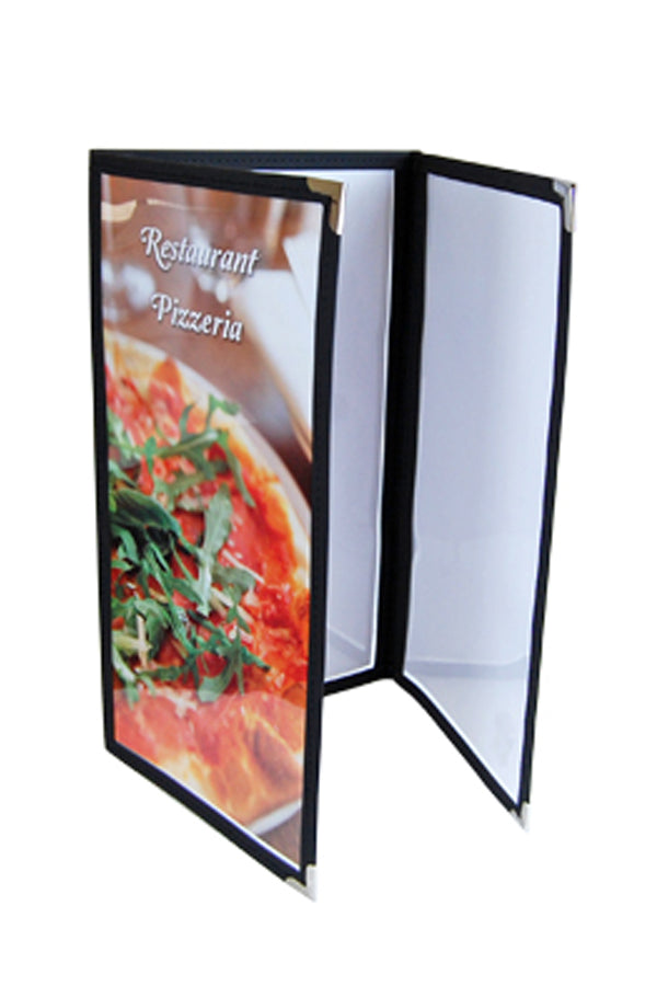 Speisekarte "American", A4 schmal, schwarz, 6 Seiten, 1 Stk