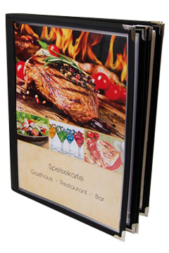 Speisekarte "American", A4, schwarz, 12 Seiten, 1 Stk