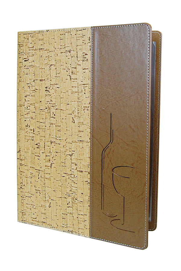 Speisekarte "Kork" mit Prägung "Flasche und Glas", 8 Seiten, A4, 1 Stk