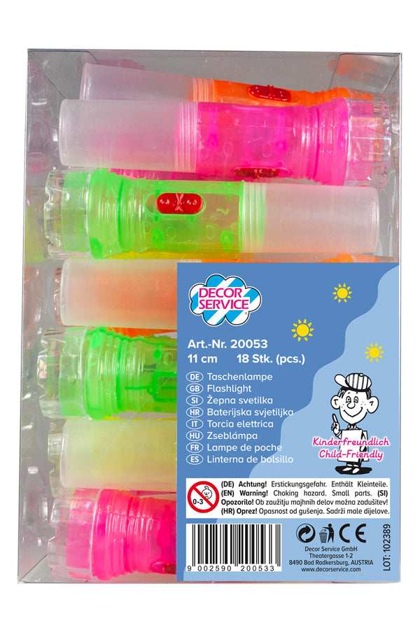 Taschenlampe, versch. Farben, 11cm, 18 Stk.