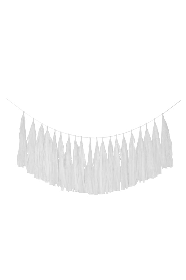 Tassel-Girlande aus Papier, weiß, 3m, 1 Stk.
