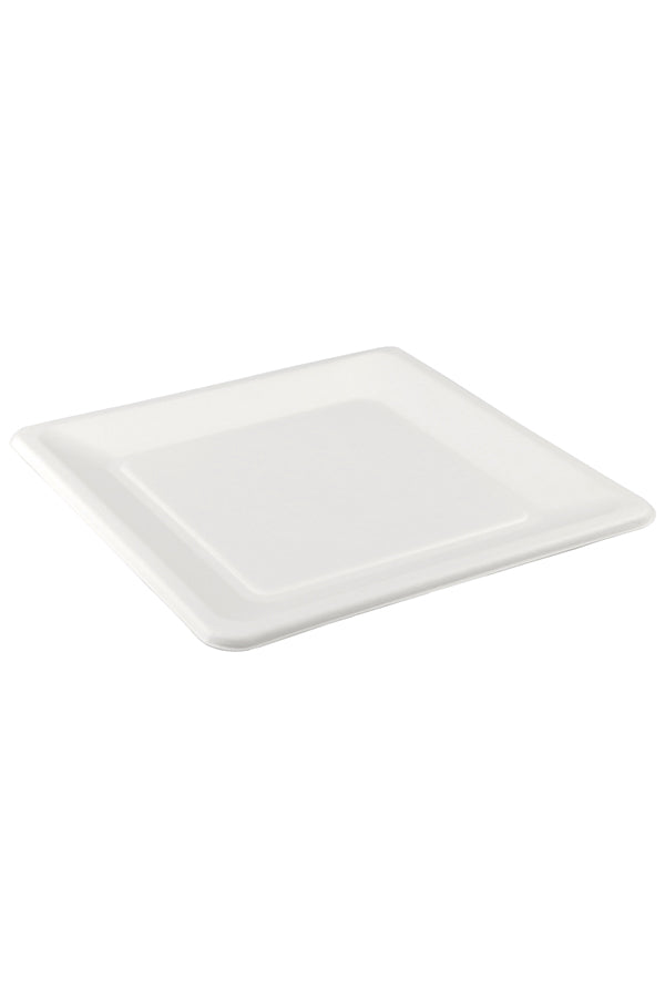 Teller aus Bagasse, naturweiß, quadratisch 16.5cm, 50Stk.
