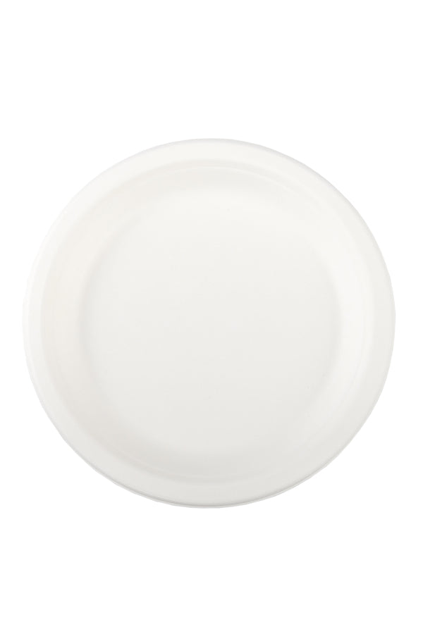 Teller aus Bagasse, naturweiß, rund Ø18cm, 50Stk 