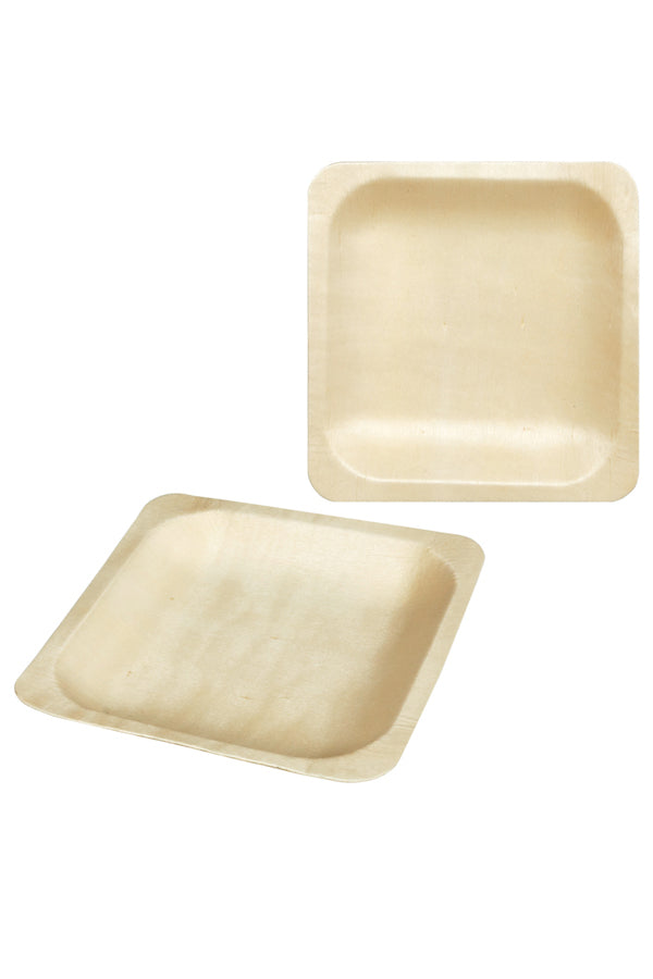 Teller aus Holz, quadratisch, 14.5x14.5cm, 25 Stk.