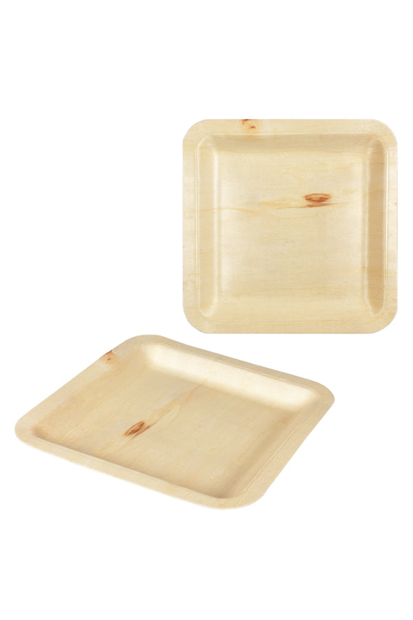 Teller aus Holz, quadratisch, 21x21cm, 25 Stk.