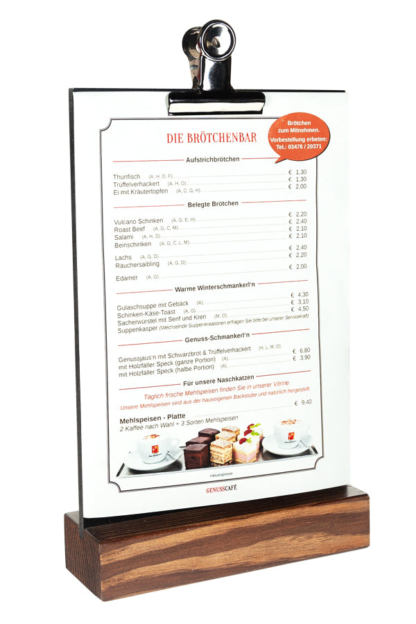 Tisch-Kreidetafel mit Clip, dunkelbraun, A5, 1 Stk.