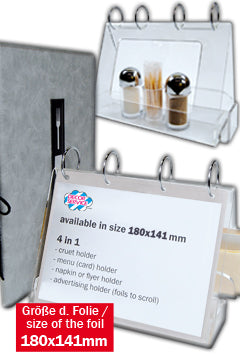 Tischaufsteller "4in1" aus Acrylglas, 18x141cm, 1 Stk