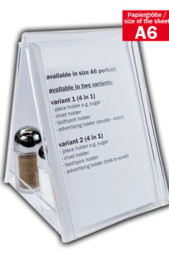 Tischaufsteller "4in1" aus Acrylglas, A6, 1 Stk