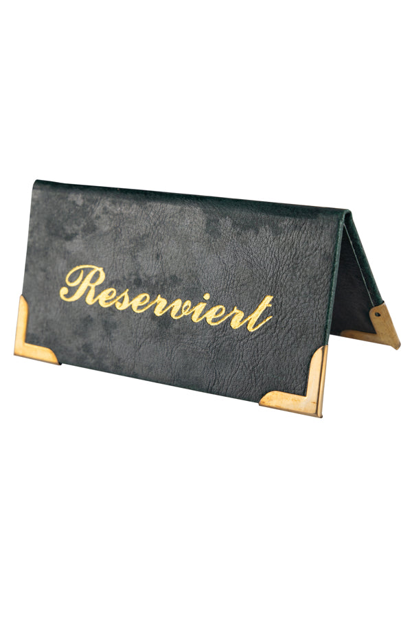 Tischaufsteller "Reserviert" aus Kunstleder, dunkelgrün, 13x65cm, 1 Stk_1