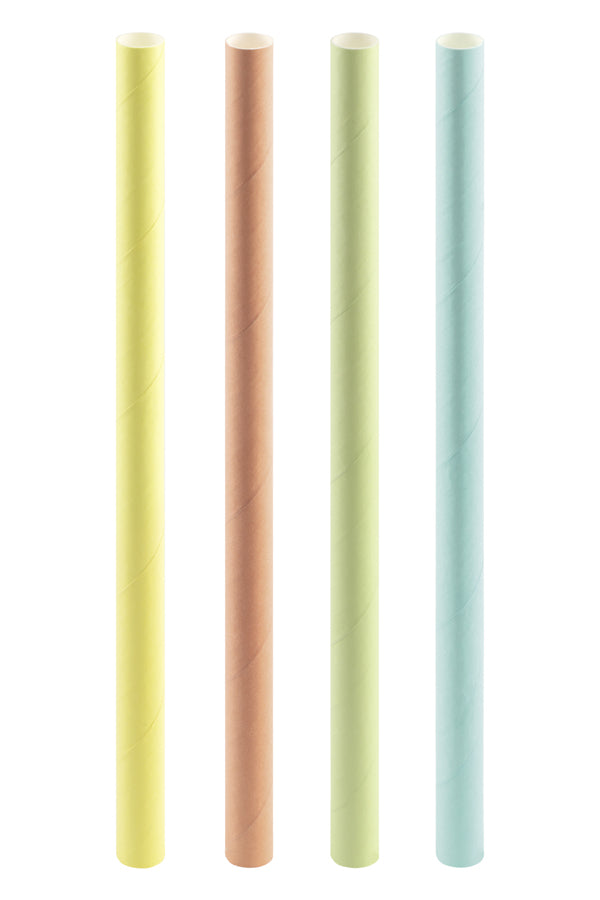 Trinkhalme aus Papier, Bubble Tea, pastellbunt, Ø12mm, 21cm, 50 Stk.