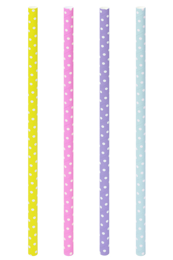 Trinkhalme aus Papier „Pünktchen“, dick, bunt, Ø8mm, 25cm, 150 Stk.