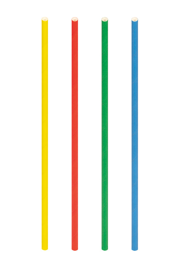 Trinkhalme aus Papier, bunt, Ø6mm, 21cm, 500 Stk.