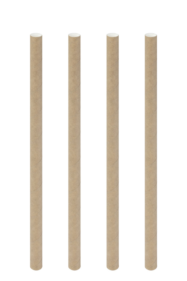 Trinkhalme aus Papier, dick, braun natur, Ø8mm, 15cm, 150 Stk.