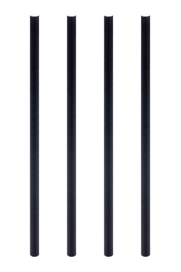 Trinkhalme aus Papier, dick, schwarz, Ø8mm, 21cm, 150 Stk.