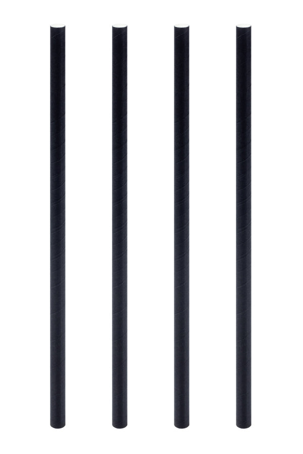 Trinkhalme aus Papier, dick, schwarz, Ø8mm, 21cm, 500 Stk.