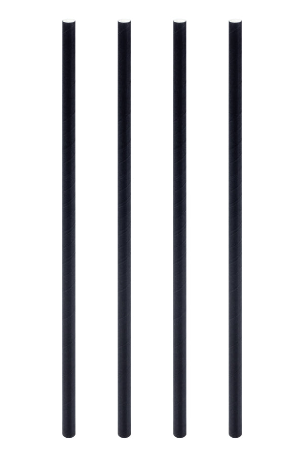 Trinkhalme aus Papier, dick, schwarz, Ø8mm, 25cm, 150 Stk.