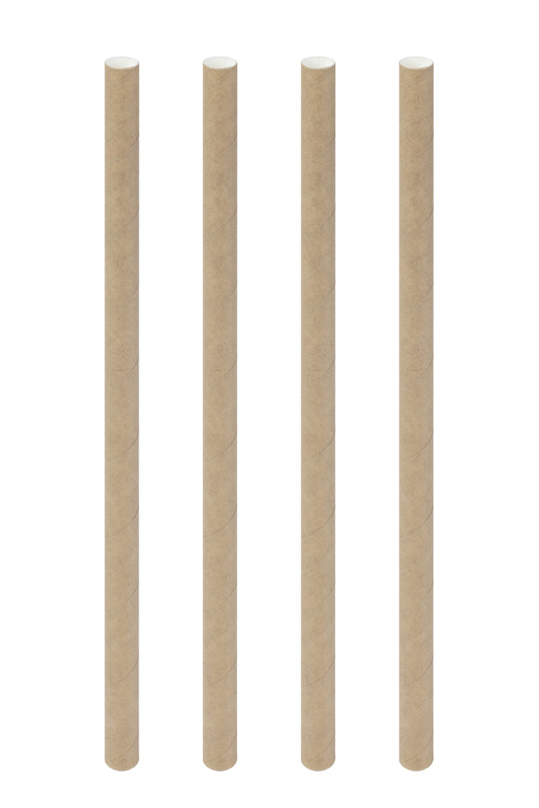 Trinkhalme aus Papier, extra dick, braun natur, Ø10mm, 21cm, 50 Stk.