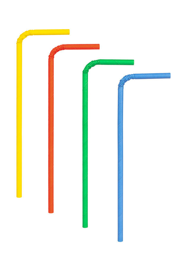 Trinkhalme aus Papier, flexibel, bunt, Ø6mm, 24cm, 20 Stk